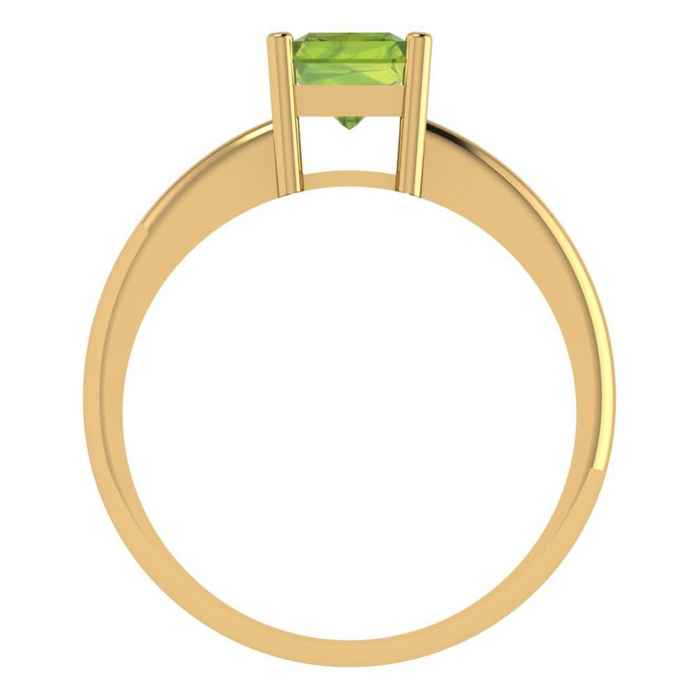 Clara Pucci 1.75ct Radiant Cut Solitaire Genuine Natural Green Peridot Engagement Bridal Promise Anniversary Ring 14k Yellow Gold