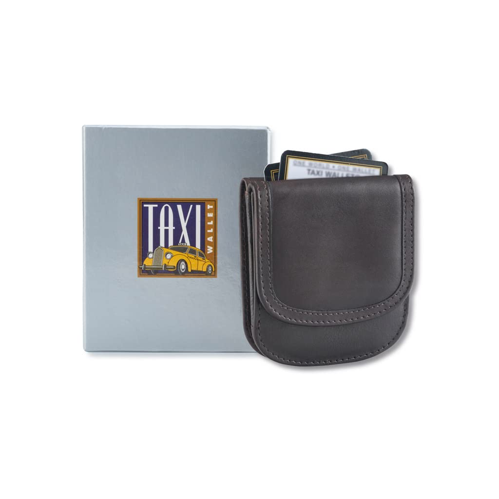 Taxi Wallet® - TW14-COFFEE BEAN - Soft Leather (Dark Brown) - Compact, Front Pocket Folding Wallet - For Cards, Coins, Bills, ID (Men & Women)