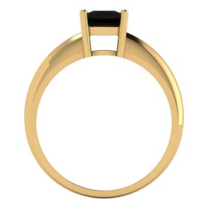 1.0 ct Cushion Cut Solitaire Genuine Natural Black Onyx Bridal Designer Anniversary Engagement Ring 14k Yellow Gold 5.25