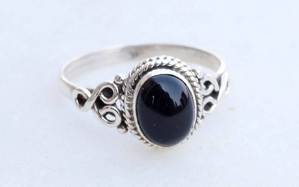 Black Onyx Stone Ring 925 Sterling Silver Statement Ring For Women Handmade Rings Gemstone Christmas Promise Ring Size US 9 Gift For Her