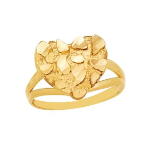 10k gold solid nugget ring gold heart ring