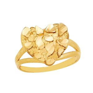 10k Gold Solid Nugget Ring Gold Heart Ring