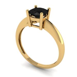 1.0 ct Cushion Cut Solitaire Genuine Natural Black Onyx Bridal Designer Anniversary Engagement Ring 14k Yellow Gold 5.25