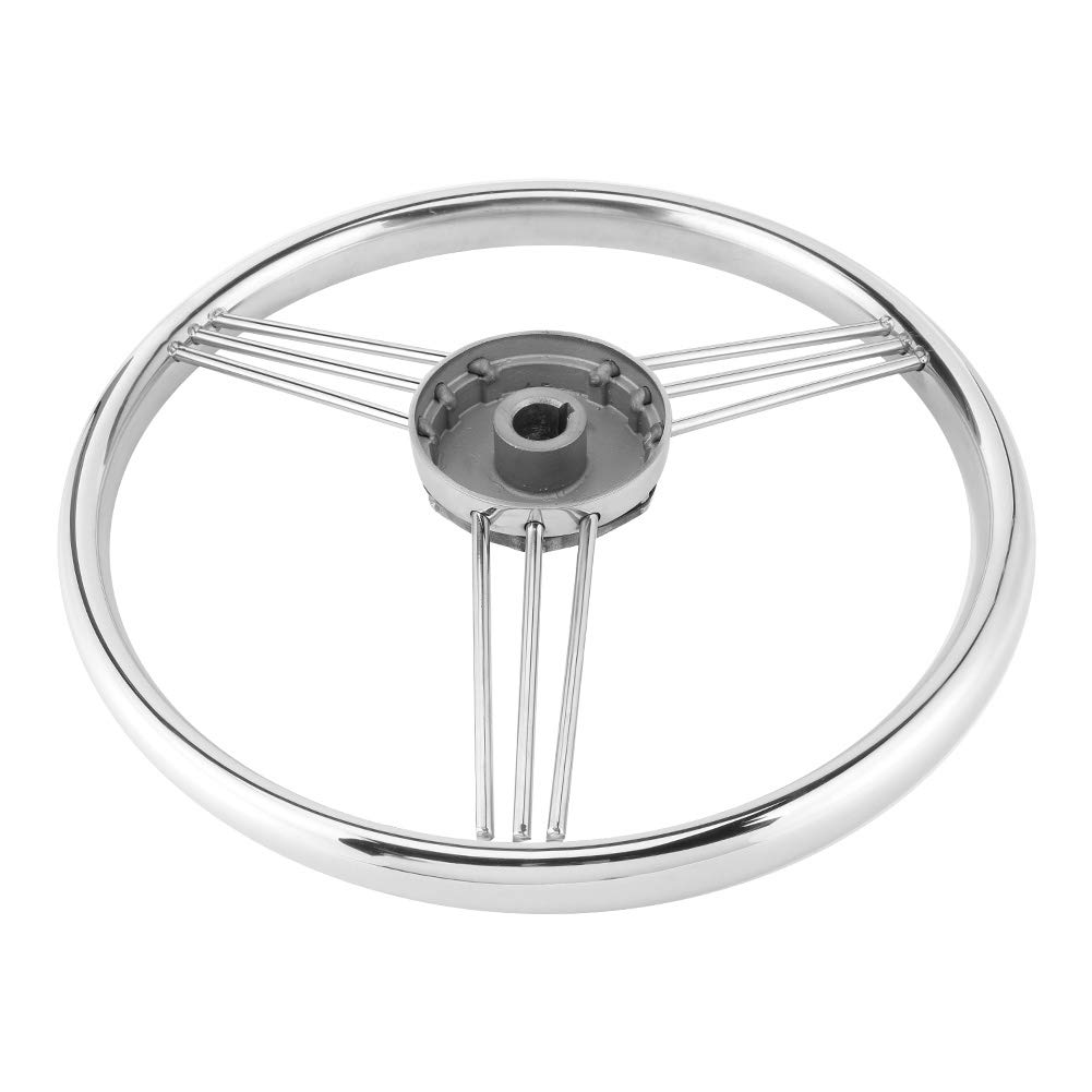 Boat Steering Wheel 13-1/2 Inch 9-Spoke Marine Steering Wheel Stainless Steel 15 ° Tilt Angle Silver Accessory