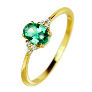 Michooyel 18K Gold Plated Dainty Emerald Rings Oval Cut Diamond Sterling Silver Statement Rings Cute Rings for Women