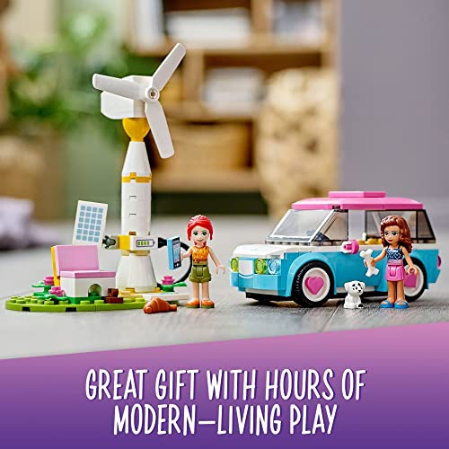 LEGO Friends Olivia's Electric Car Toy 41443 Vehicle for Girls, Boys and Kids 6 Plus Years Old, with Mia Mini-Doll & Puppy Figure Eco Education Playset