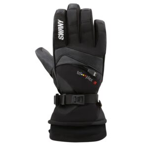 swany women's x-change sports moisture-wicking quick-drying warm durable flexible leather winter gloves, black, medium