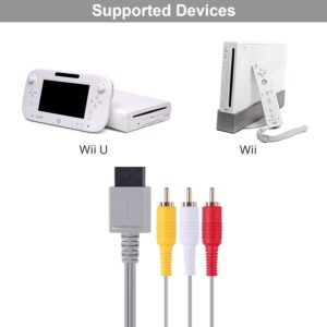 Aokin AV Cable for Wii Wii U, Audio Video AV Cable Cord for Nintendo Wii and Wii U, 1.8M/6FT, Compatible for Television