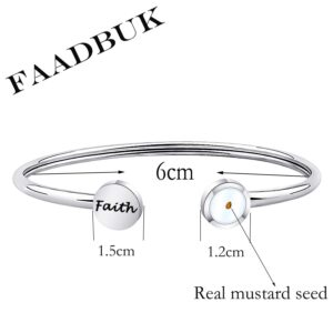 FAADBUK Christian Gift Cross Mustard Seed Bracelet Faith Mustard Seed Jewely Religious Inspirational Jewelry (Faith Mustard Seed Br-S)