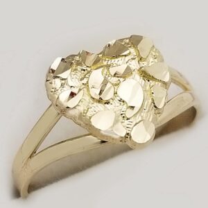 10k Gold Solid Nugget Ring Gold Heart Ring