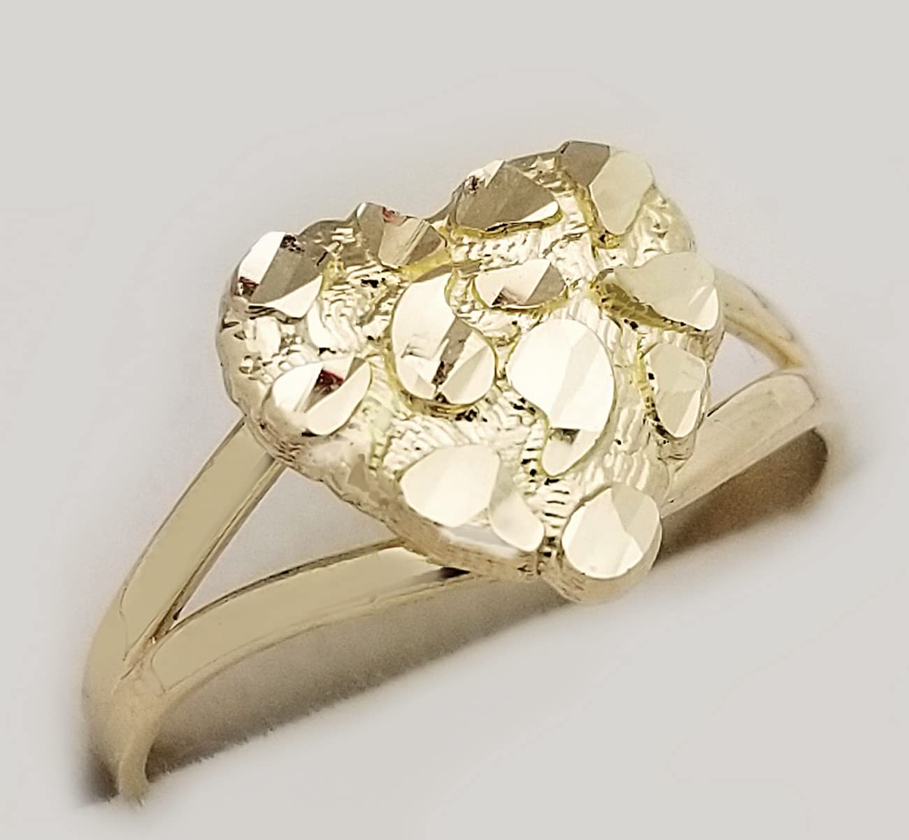 10k Gold Solid Nugget Ring Gold Heart Ring