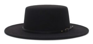 eozy women men classic felt fedora hat wide brim flat top jazz panama hat casual party church hat