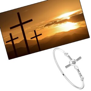 LQRI Christian Cross Bracelet Philippians 4:13 gift Bible Verses Gift God Cross Bangle Religious Gift For Women (B-Phil 4:13)