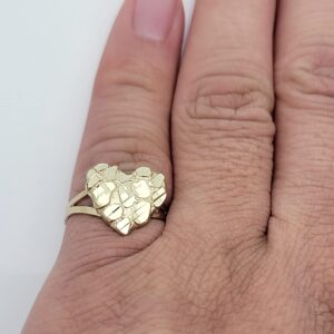 10k Gold Solid Nugget Ring Gold Heart Ring