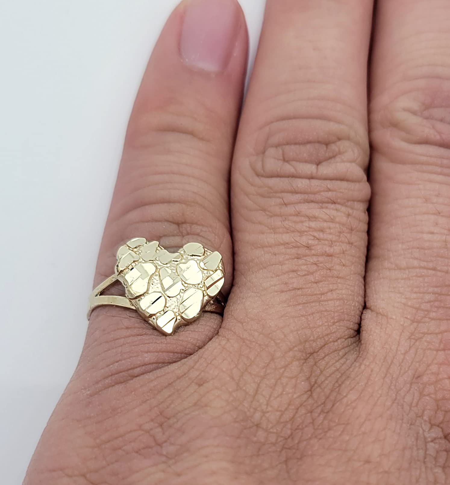 10k Gold Solid Nugget Ring Gold Heart Ring