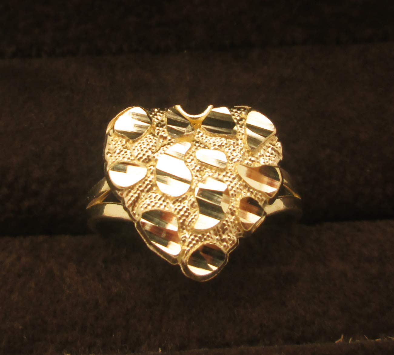 10k Gold Solid Nugget Ring Gold Heart Ring