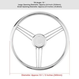 Boat Steering Wheel 13-1/2 Inch 9-Spoke Marine Steering Wheel Stainless Steel 15 ° Tilt Angle Silver Accessory