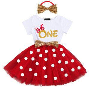 it's my 1st/2nd birthday cake smash outfit one two year first birthday party dress for baby girls princess shiny letter print polka dot tulle tutu dress sequin bow headband 2pcs clothes set red one