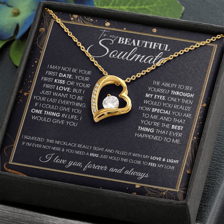 To My Wife Necklace, to My Future Wife Necklace, to My Soulmate Necklace For Girlfriend Forever Love Necklace (18k Yellow Gold Finish)