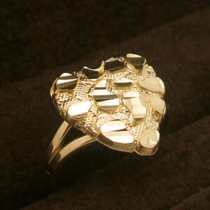 10k Gold Solid Nugget Ring Gold Heart Ring