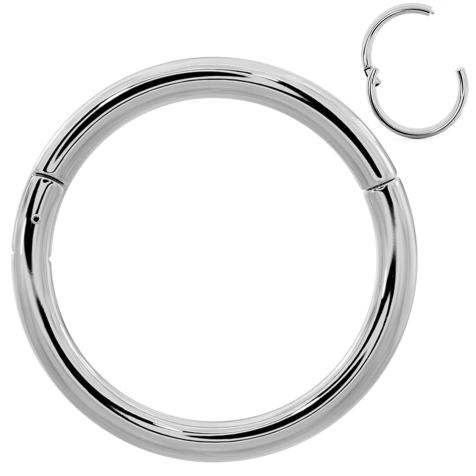 FreshTrends Platinum Plain Clicker Ring Hoop, Solid 950 Platinum | 18G | 1/4" (6mm)