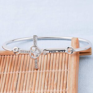 LQRI Christian Cross Bracelet Philippians 4:13 gift Bible Verses Gift God Cross Bangle Religious Gift For Women (B-Phil 4:13)