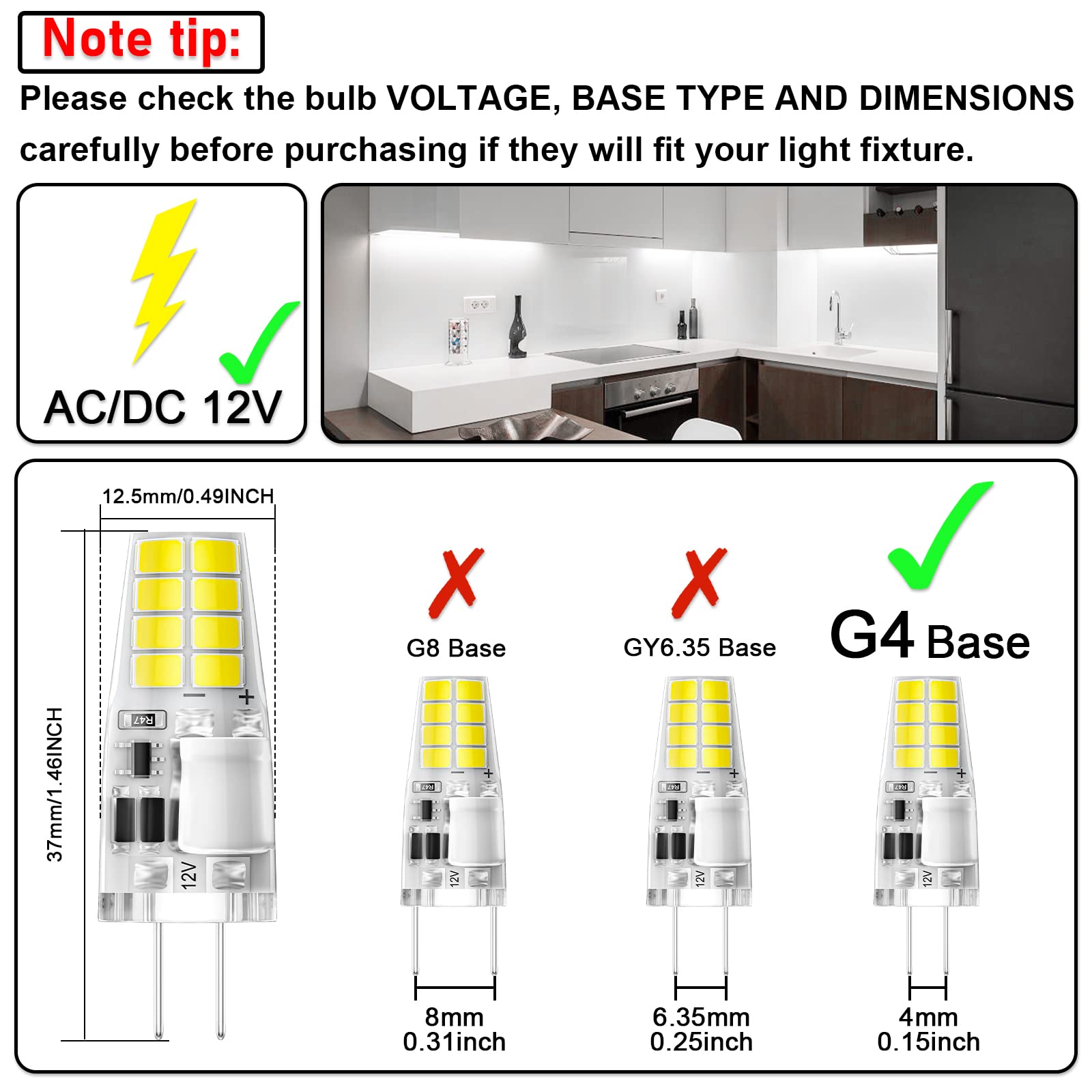 TAIYALOO G4 LED Bulb 3W 6000K Daylight White Bi-Pin T3 JC Type 12V AC/DC 20W-30W Halogen Bulb Replacement for Under Cabinet Puck Light, Chandeliers, Landscape Lighting, Non-dimmable, 10-Pack