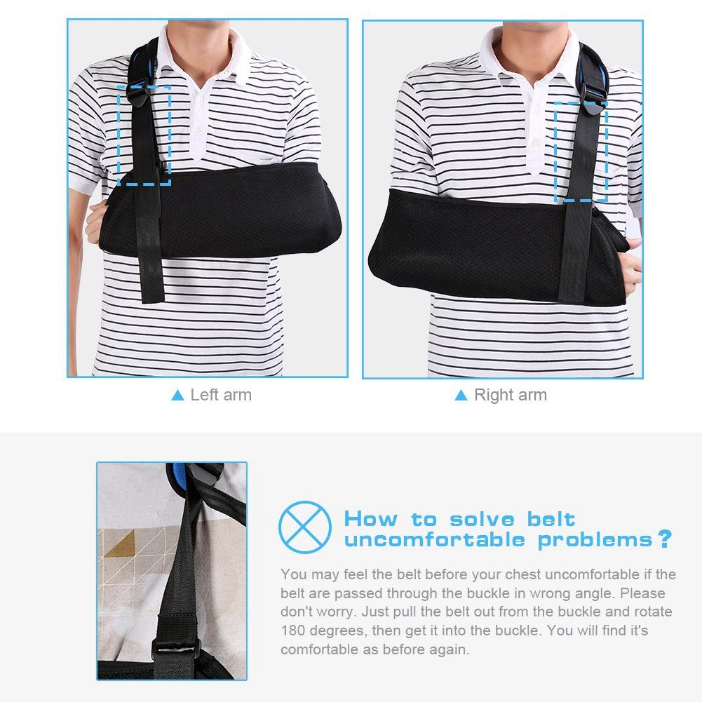 ZJchao Shoulder Abduction Sling, Breathable Arm Sling Shoulder Immobilizer for Shoulder Injury Elbow Arm Support Arm Sling for Wrist Injury Broken Arm for Women and Men Left or Right Arm