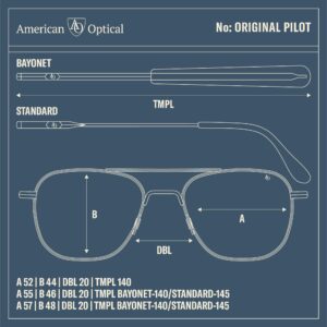 AO Original Pilot Sunglasses - Gold - Calobar Green AOLite Nylon Lenses - Bayonet Temple - Polarized - 55-20-140