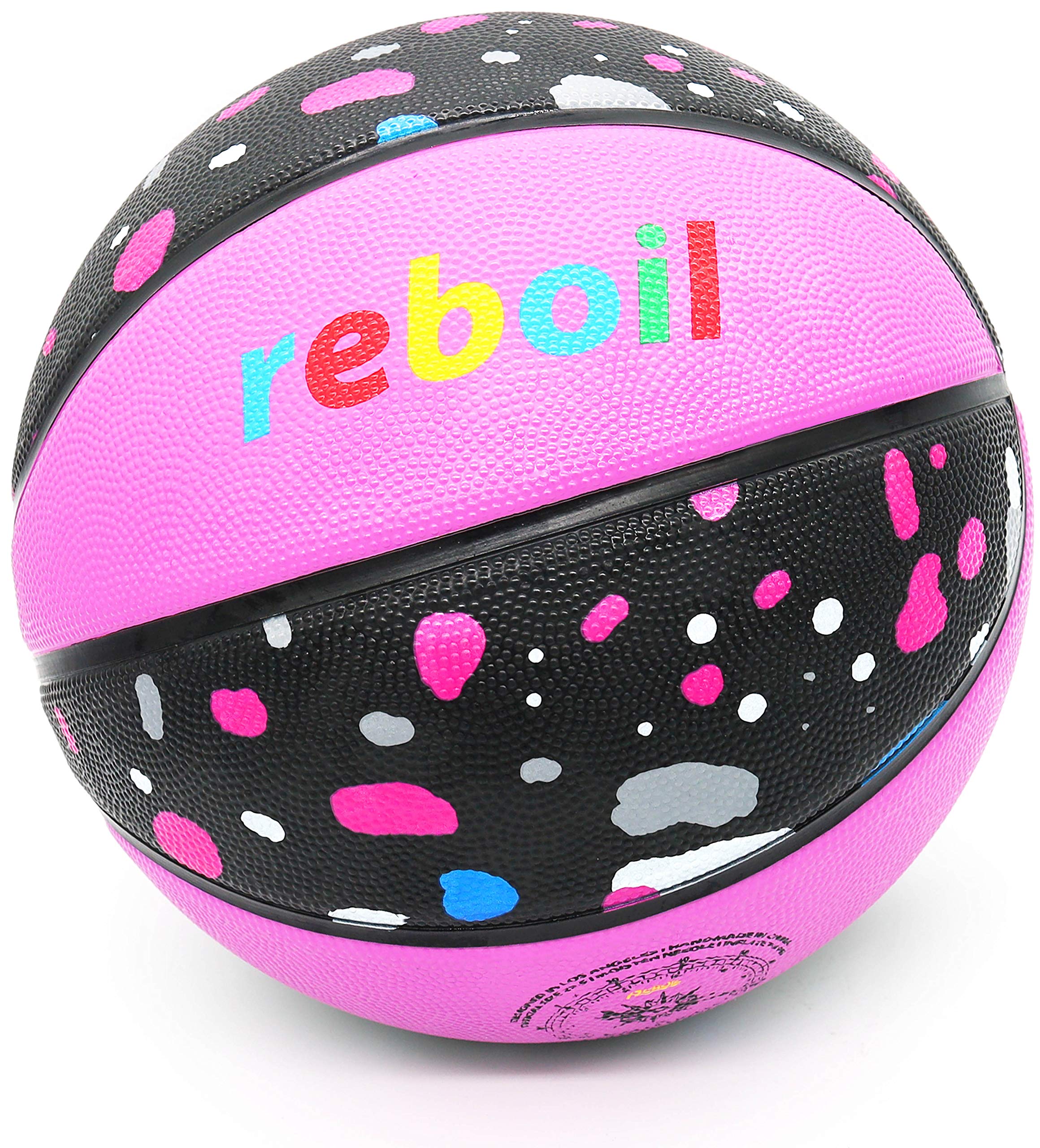 REBOILPHASE Pink Basketball Size 4 Basketball Gift, Kids Basketball, Youth Basketballs, Rubber Basketball -Pink/Multi-Splatter