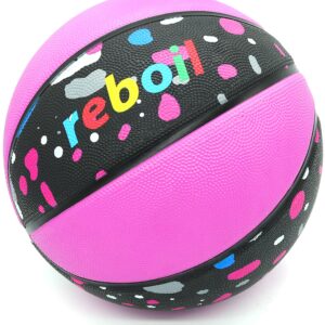 REBOILPHASE Pink Basketball Size 4 Basketball Gift, Kids Basketball, Youth Basketballs, Rubber Basketball -Pink/Multi-Splatter