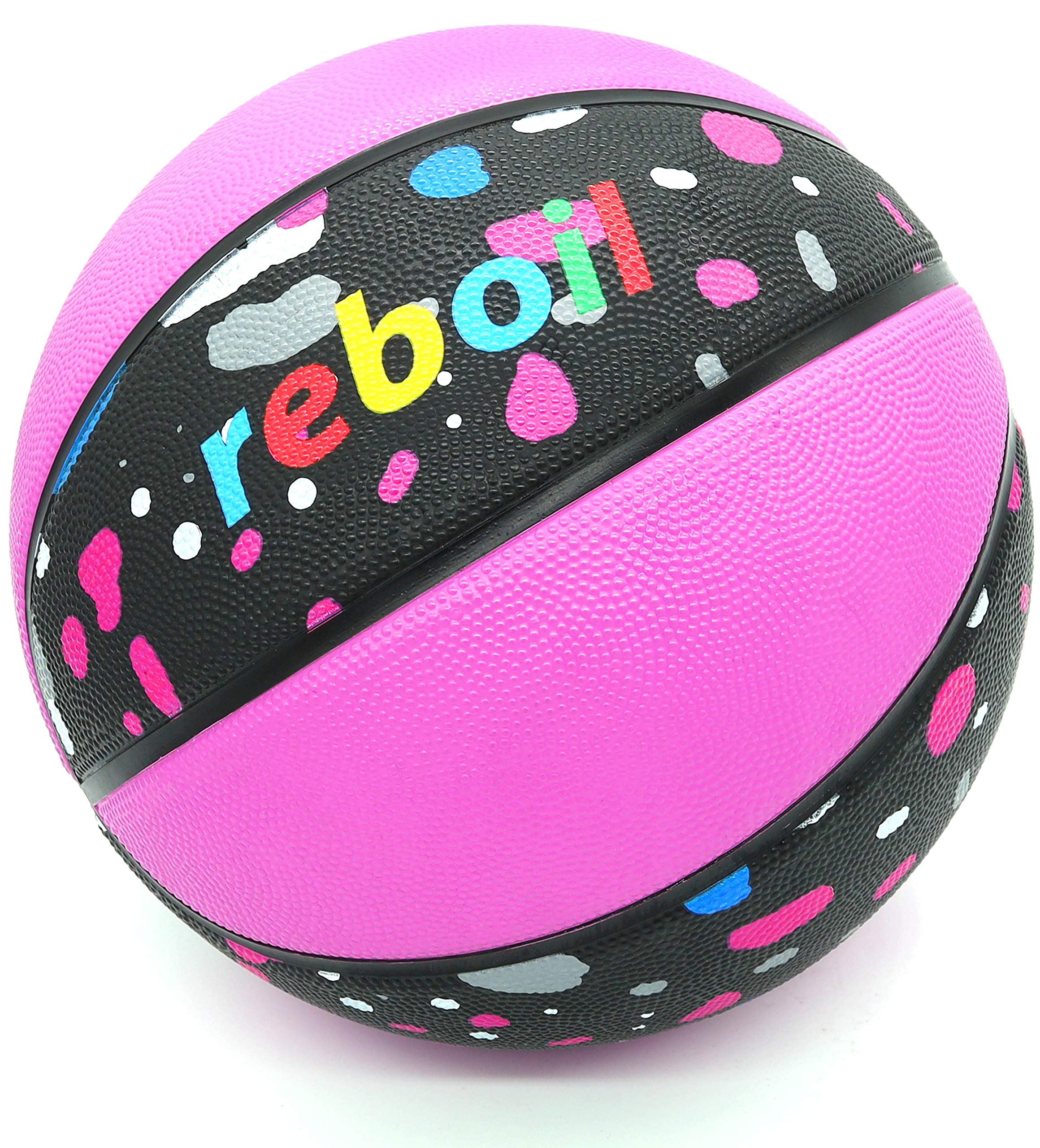 REBOILPHASE Pink Basketball Size 4 Basketball Gift, Kids Basketball, Youth Basketballs, Rubber Basketball -Pink/Multi-Splatter