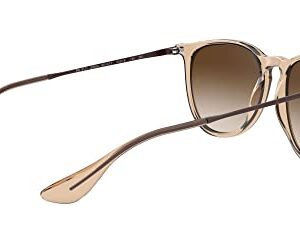 Ray-Ban RB4171 Erika Round Sunglasses, Transparent Light Brown/Brown Gradient Dark Brown, 54 mm