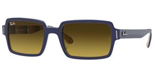 ray-ban rb2189 benji rectangular sunglasses, blue on stripes orange/blue/brown gradient dark brown, 52 mm