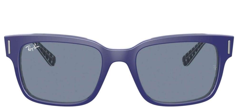 Ray-Ban Men's RB2190 Jeffrey Square Sunglasses, Blue On Vichy Blue/White/Blue, 55 mm