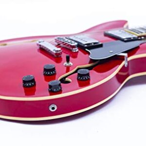 Grote Full Scale Electric Guitar Semi-Hollow Body Guitar Stainless Steel Frets(Red)