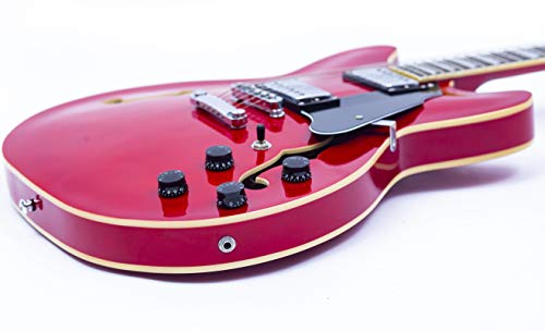 Grote Full Scale Electric Guitar Semi-Hollow Body Guitar Stainless Steel Frets(Red)