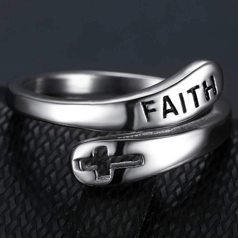 Jude Jewelers Stainless Steel Christian Faith Cross Wedding Engagement Promise Statement Thumb Ring (Silver, 10)