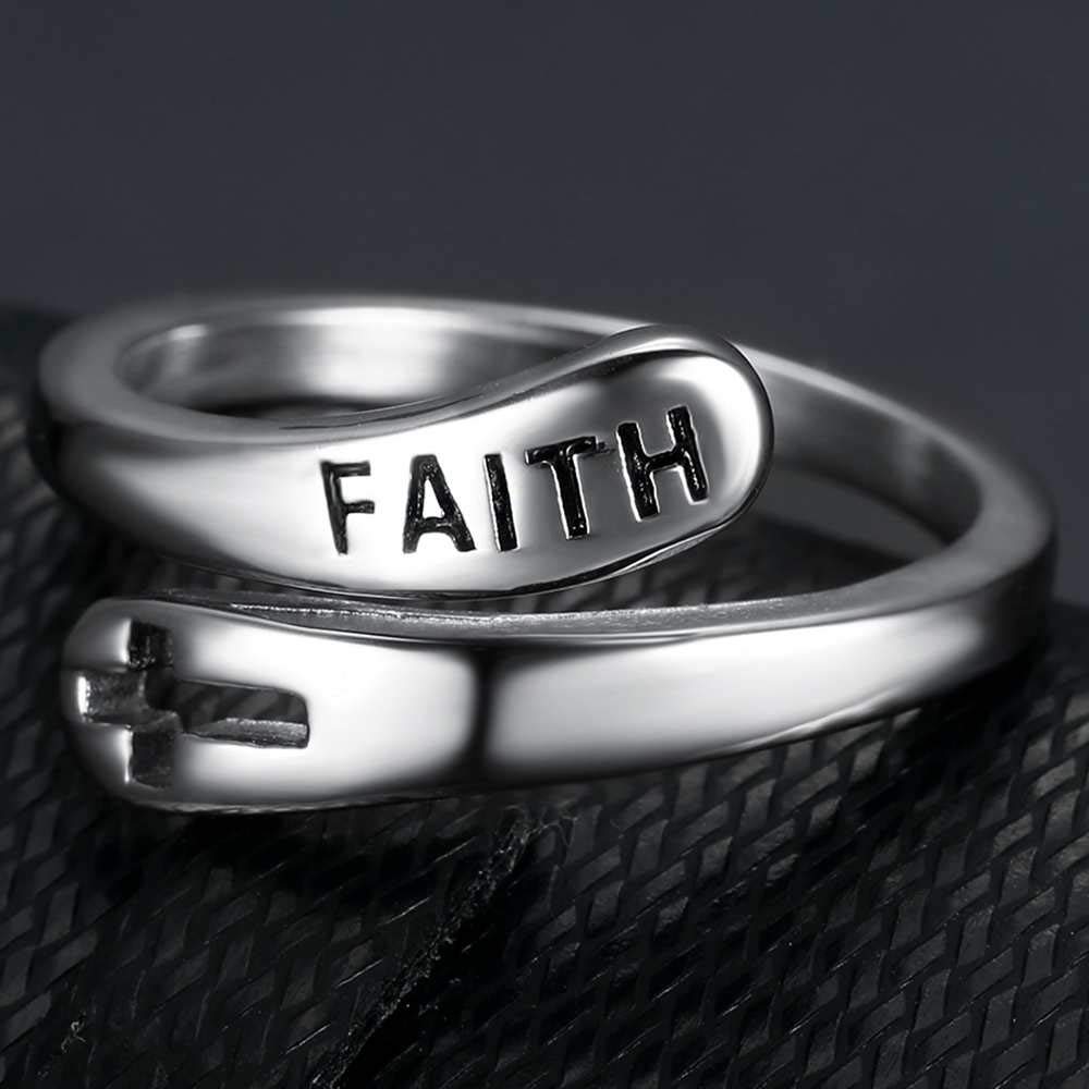 Jude Jewelers Stainless Steel Christian Faith Cross Wedding Engagement Promise Statement Thumb Ring (Silver, 10)