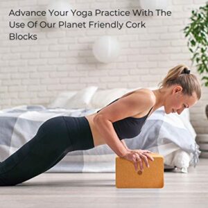 Cork Yoga Blocks - Yoga Blocks 2 Pack with Strap- 9x6x3 Inch Yoga Blocks Set of 2- Yoga Props and Accessories - Cork Blocks For Yoga