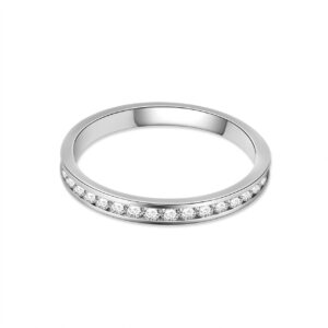 Women's Stainless Steel (316L) Stackable Band Ring, 2mm Wide, Full Eternity Ring. Cubic Zirconia (CZ) Wedding Band Ring, Size 5-10, Channel Setting