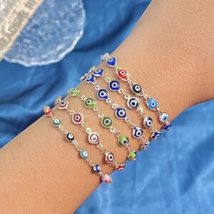 Evil Eye Bracelets Blue Eye Bracelet Evil Eye Jewelry Ojo Hamsa Bracelet Dainty Gold Bracelets for Women Trendy