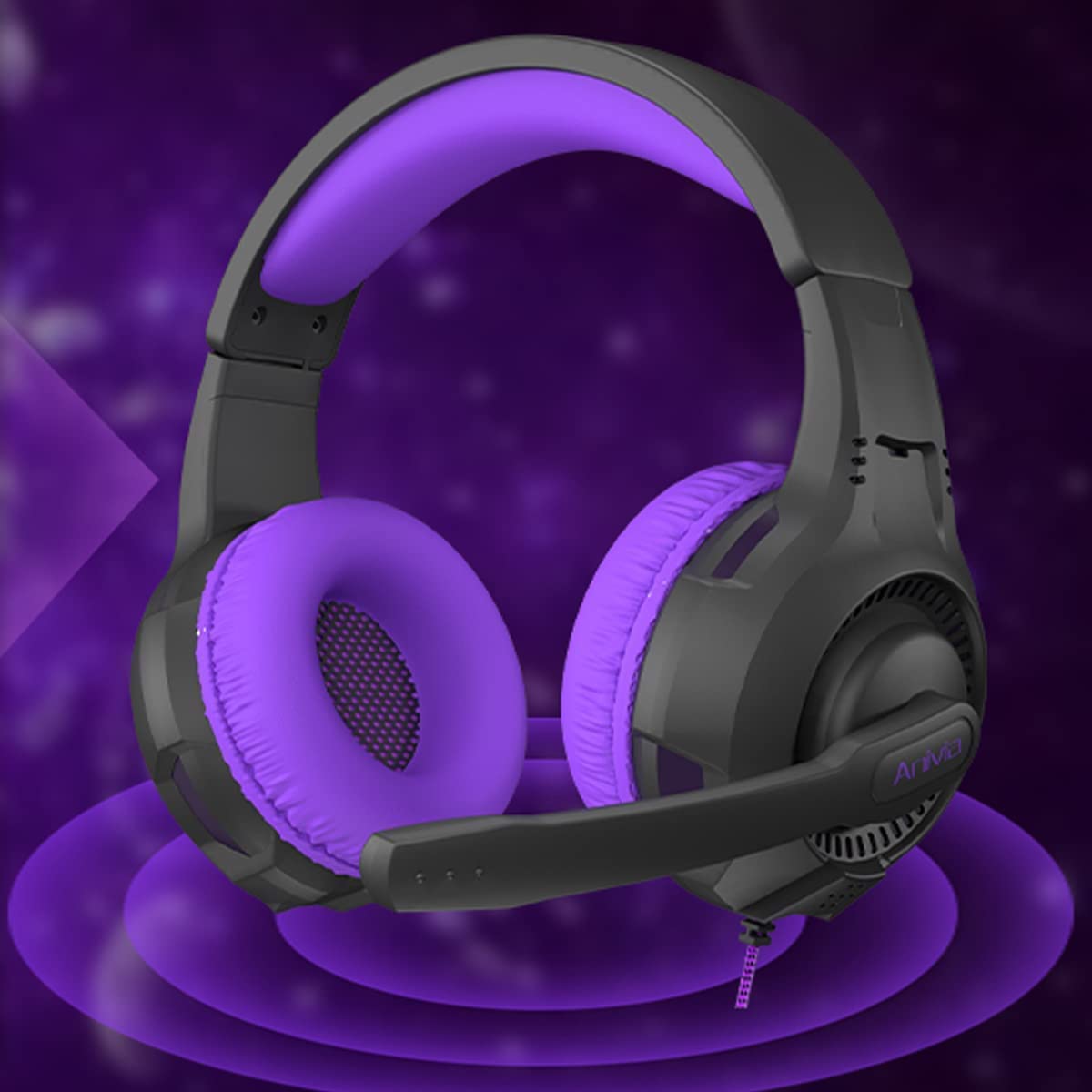 Anivia PC Gaming Headset with Mic, Stereo Gaming Headphones Compatible with Xbox One,PS4,PS, PC, Mac, Laptop, Android,Smartphone, Tablet,Purple