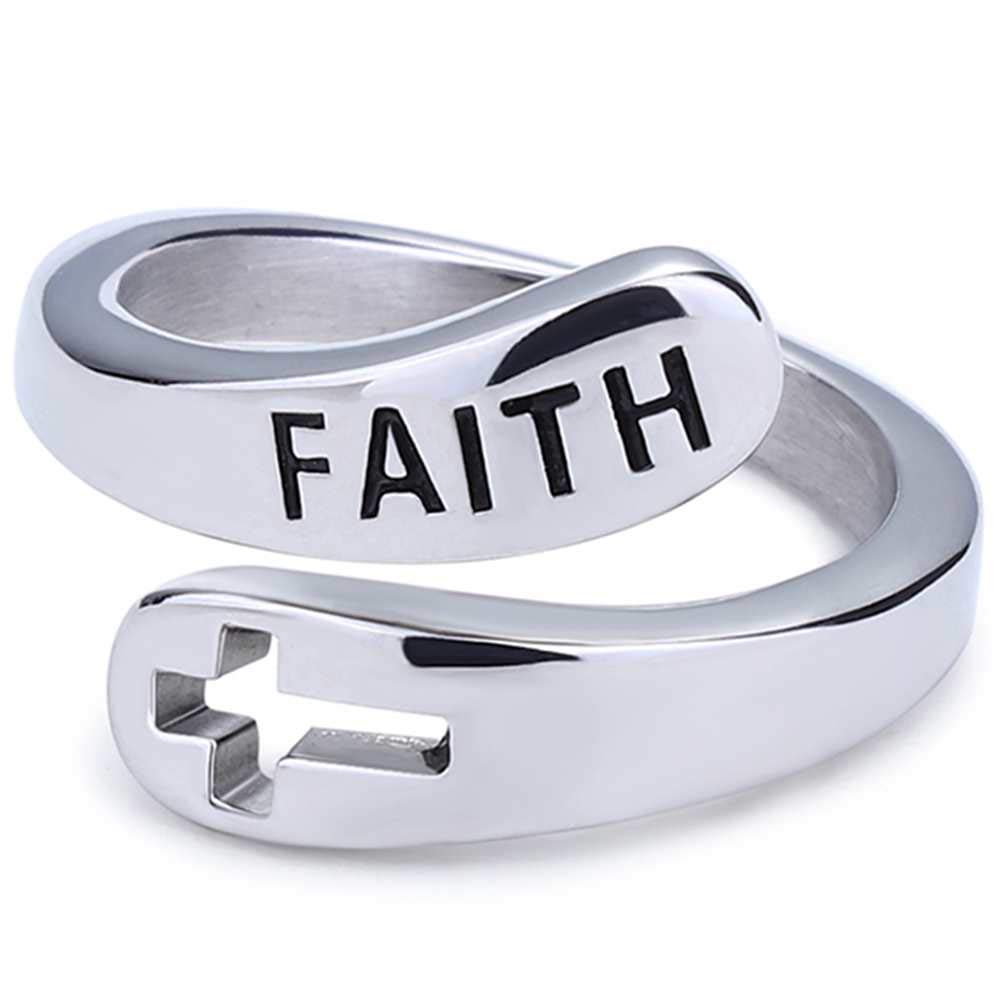 Jude Jewelers Stainless Steel Christian Faith Cross Wedding Engagement Promise Statement Thumb Ring (Silver, 10)