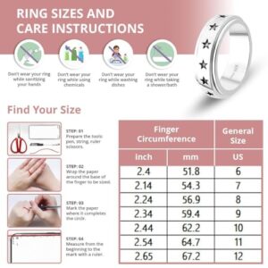 Shop LC Spinner Ring for Women - Spinning Anxiety Ring for Men - Wedding Band 925 Sterling Silver Platinum Plated Star Jewelry Stress Relief Gifts for Women Size 11 Engagement Bridal Anniversary