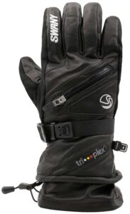 swany women's x-cell 2.1 sports moisture-wicking warm flexible leather winter gloves, black, large