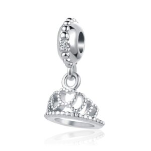 qeensekc sparkling crown charm princess tiara cz bead beads fit european bracelet