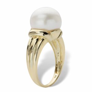 PalmBeach Yellow Gold-plated Sterling Silver Round Genuine Cultured Freshwater Pearl Ring Sizes 6-10 Size 8