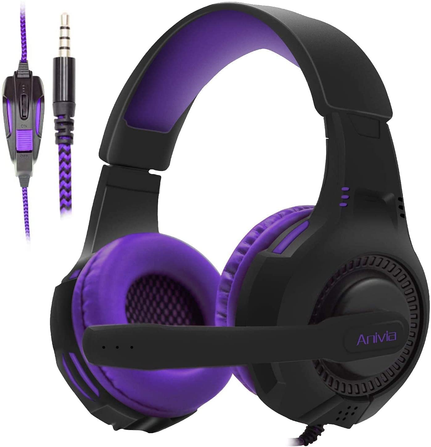 Anivia PC Gaming Headset with Mic, Stereo Gaming Headphones Compatible with Xbox One,PS4,PS, PC, Mac, Laptop, Android,Smartphone, Tablet,Purple