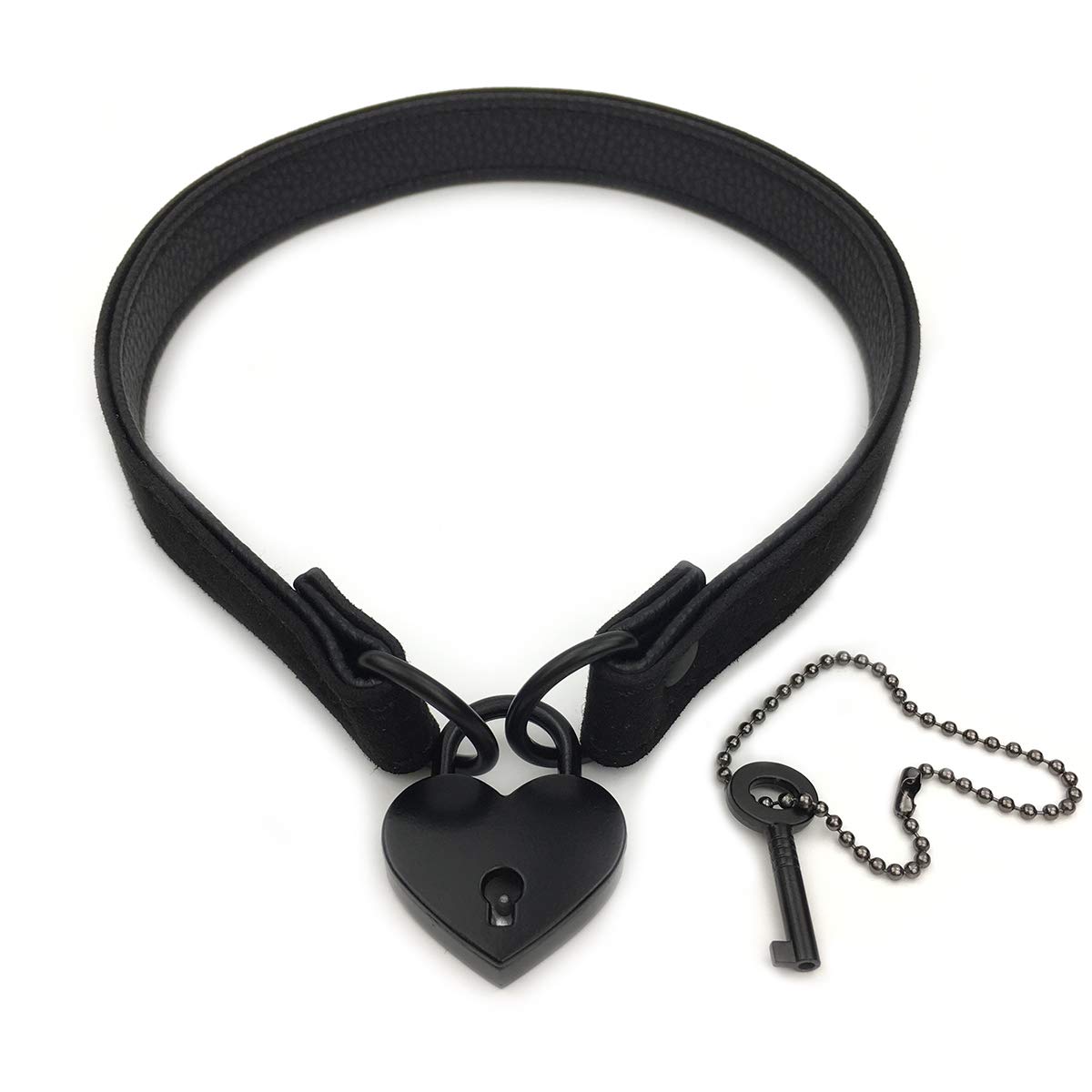 Succuba Padlock Choker Collar Necklace Lolita Collar Cat Kitty Velvet Necklace with Lock and Key For Women and Men (A, 16)